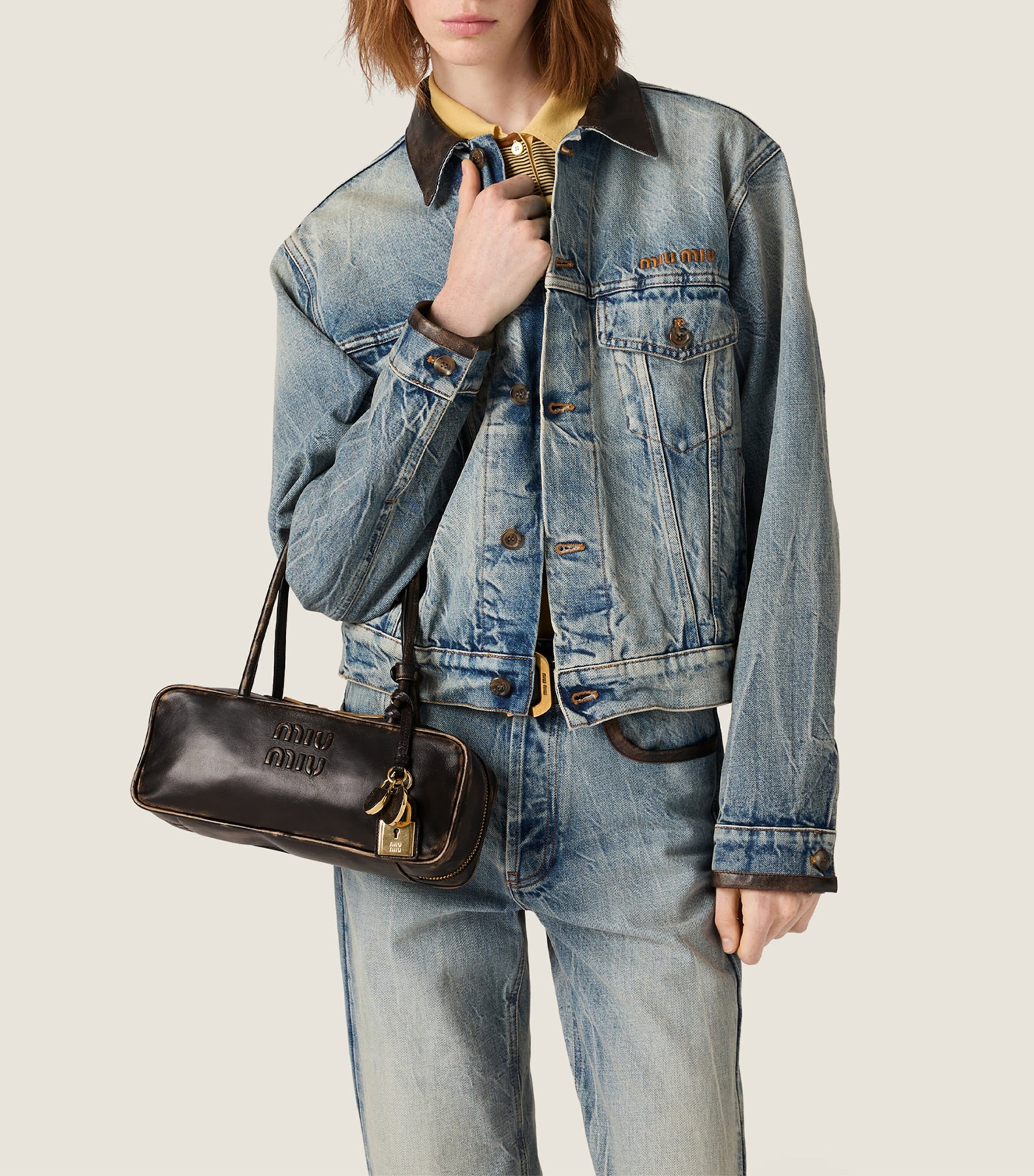 Miu Miu Leather Beau top-handle bag, imported from the UK