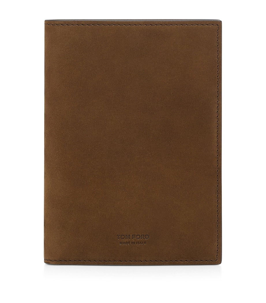 TOM FORD suede T-Line passport holder with hot-stamped logo, UK version