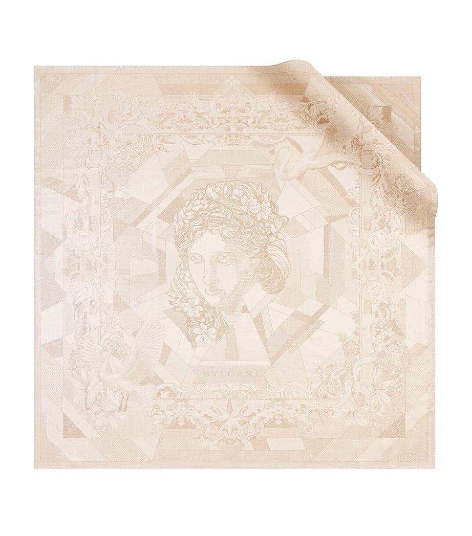 Bvlgari silk embroidered scarf 140x140cm (British brand)