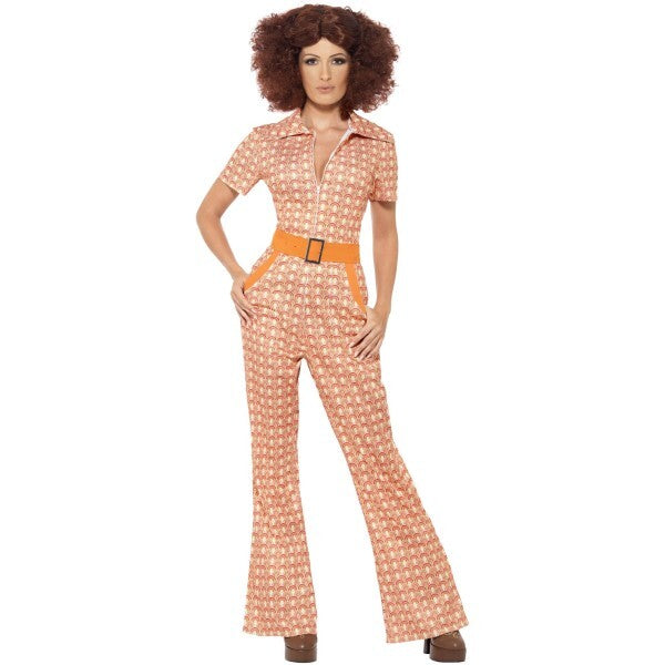 Smiffys 70s chic costume orange jumpsuit (British brand)