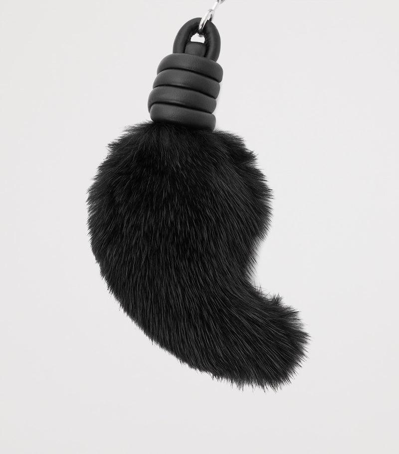 LOEWE lion tail key charm calfskin mink fur (British brand)