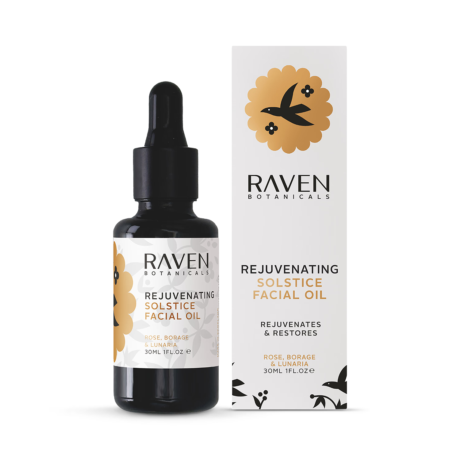 Raven Botanicals Solstice Rejuvenating Facial Oil 30ml (British brand)