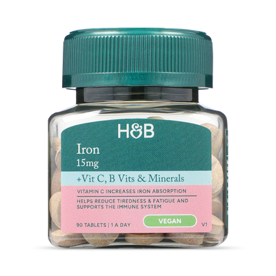 Holland & Barrett Holland & Barrett Iron + B Vits, Vit C & Minerals 15mg 180 Tablets- Buy online at McGrocer