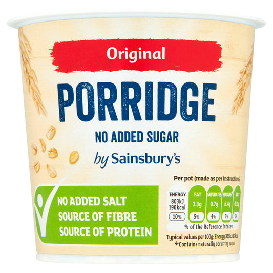 Sainsbury's Porridge Pot Original 50g Porridge & oats Sainsburys   