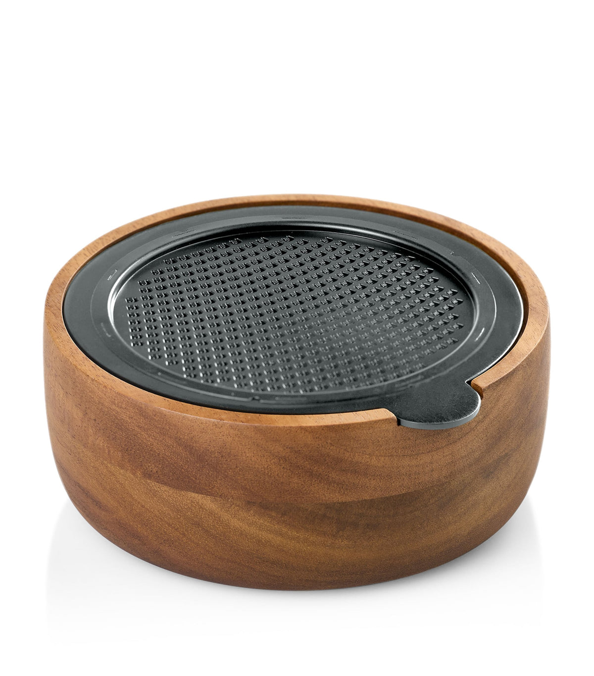 AdHoc fine round grater with acacia wood serving bowl - British product