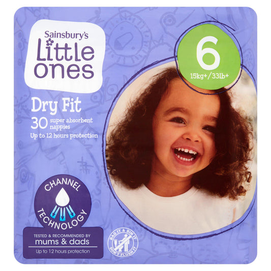 Sainsbury's Little Ones Dry Fit Size 6 Extra Large x30 Nappies nappies Sainsburys   