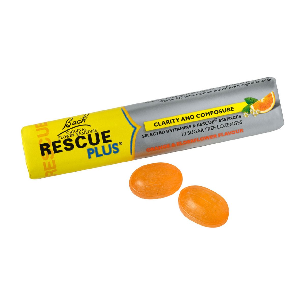 Bach Rescue Remedy PLUS - 10 Natural Orange & Elderflower Sugar-Free Lozenges Vitamins, Minerals & Supplements Boots   