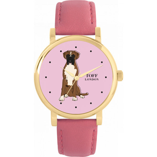 Toff London ladies watch with boxer dog design, UK version