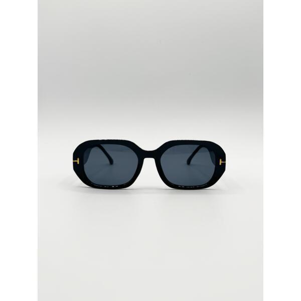 SVNX oval sunglasses with wide arm in black, imported from the UK