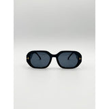SVNX oval sunglasses with wide arm in black, imported from the UK