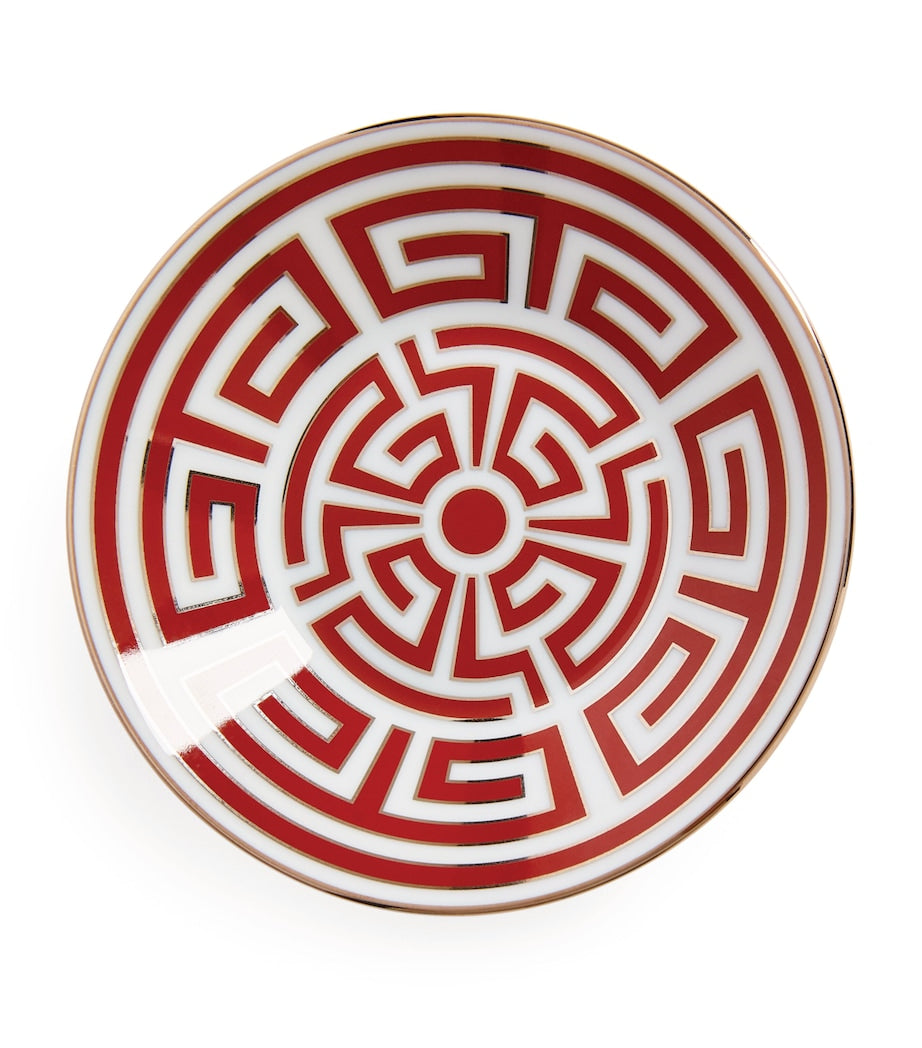 GINORI 1735 porcelain Labirinto Scarlatto espresso saucer 11cm, UK version