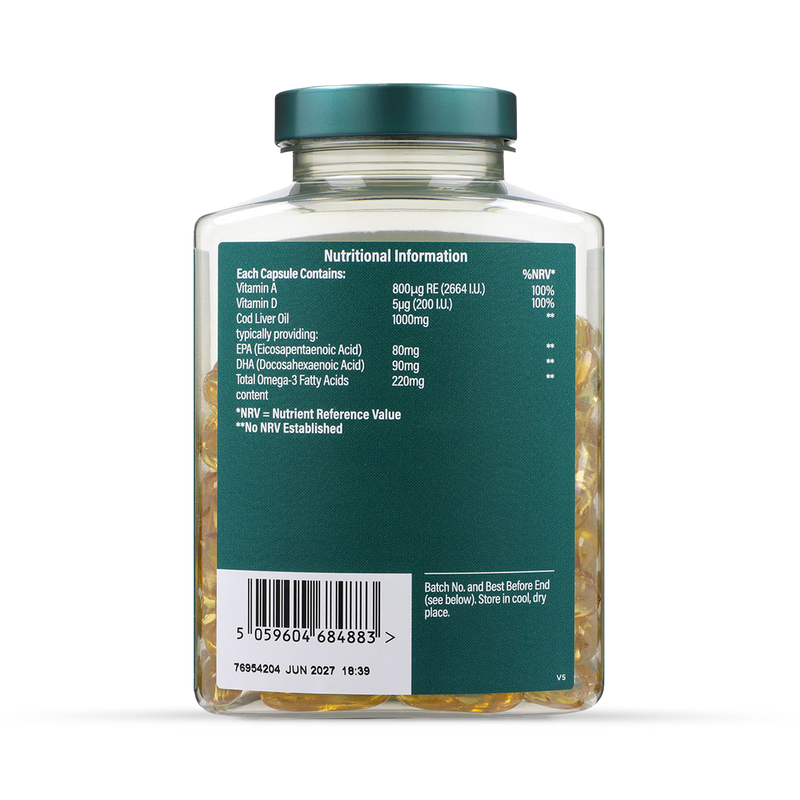 Holland & Barrett cod liver oil 1000mg 120 capsules, UK version