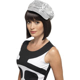 Smiffys disco sequin hat in silver (British brand)