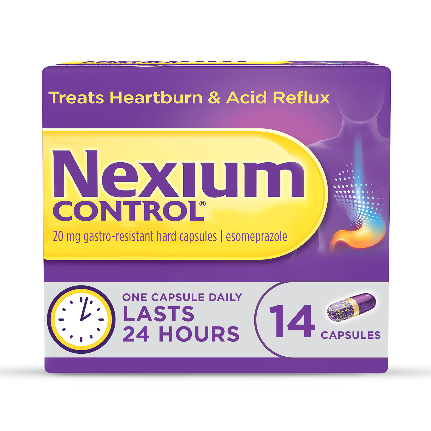 Nexium heartburn relief capsules 14 capsules, imported from the UK