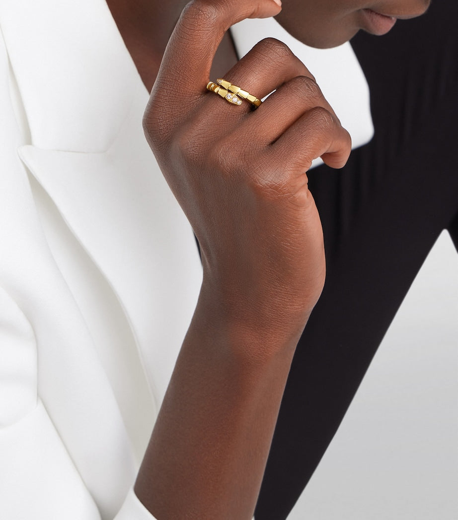 Bvlgari Serpenti Viper ring yellow gold diamonds (British brand)