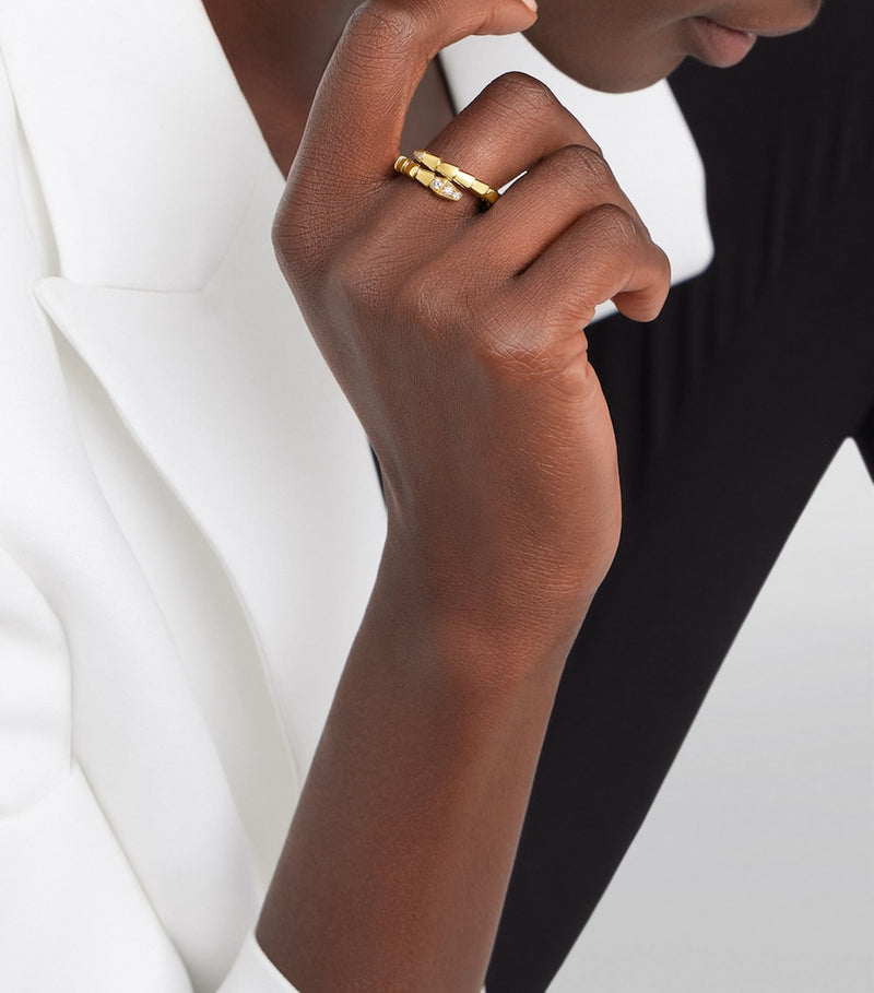 Bvlgari Serpenti Viper ring yellow gold diamonds (British brand)