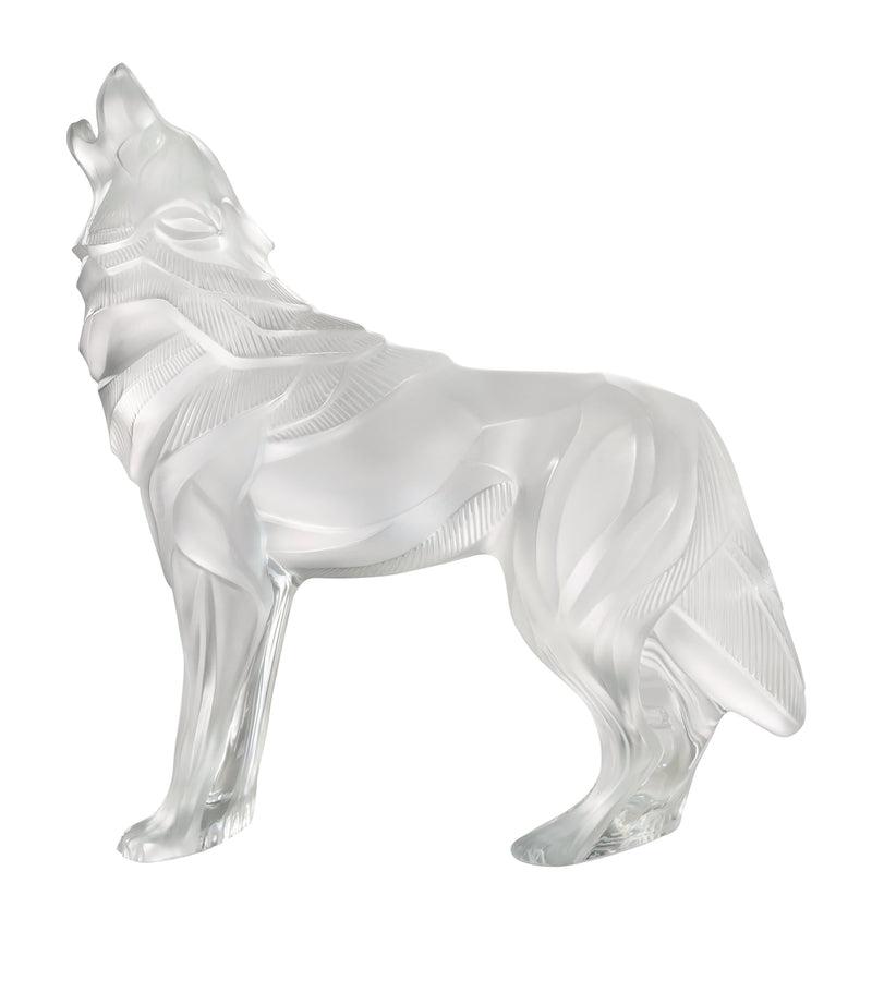 Lalique crystal howling wolf sculpture, UK version