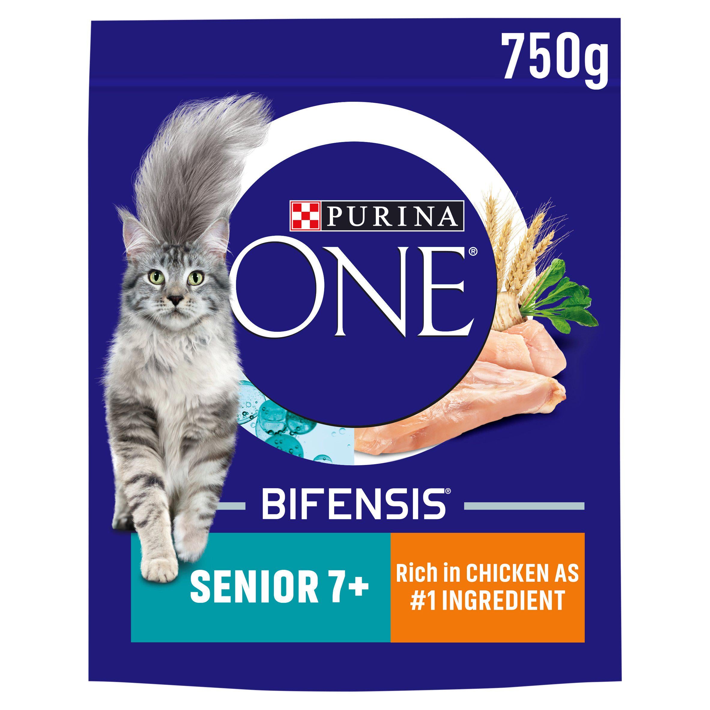 Purina One Senior 7+ Dry Cat Food Chicken 750g Advanced nutrition cat food Sainsburys   