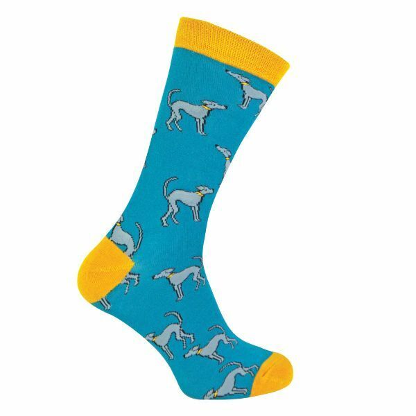 Mr Heron Mens Novelty Bamboo Socks with Dogs On 6-11 UK GOODS Superdrug Greyhound (Teal)  