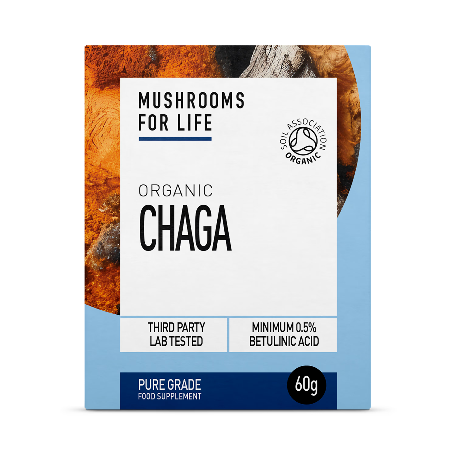 Mushrooms For Life organic chaga powder 60g, imported from the UK