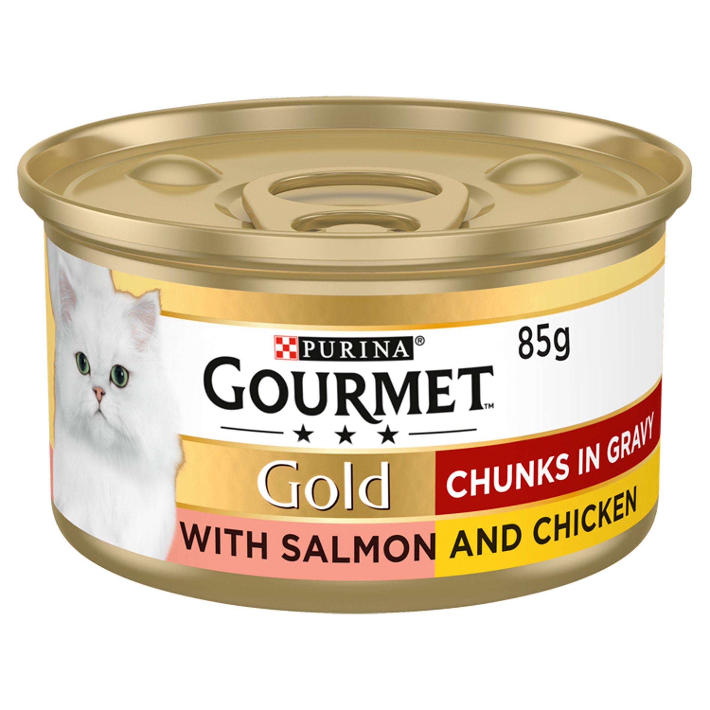 Gourmet Gold Tinned Cat Food Salmon And Chicken In Gravy 85g GOODS Sainsburys   