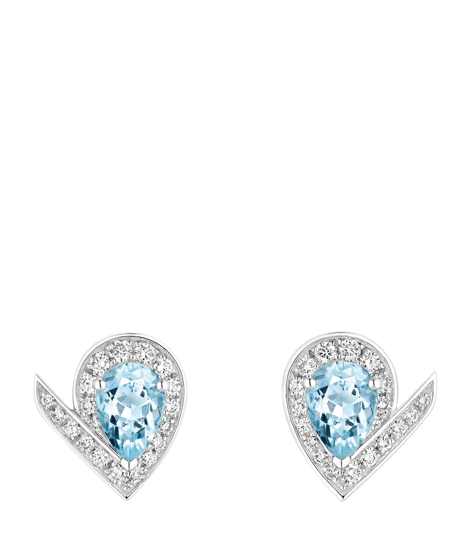 Chaumet Joséphine Aigrette stud earrings white gold aquamarine diamonds (British brand)