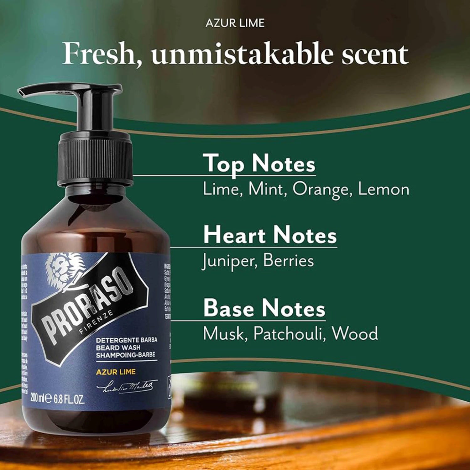 Proraso beard wash Azur Lime 200ml bottle, UK version