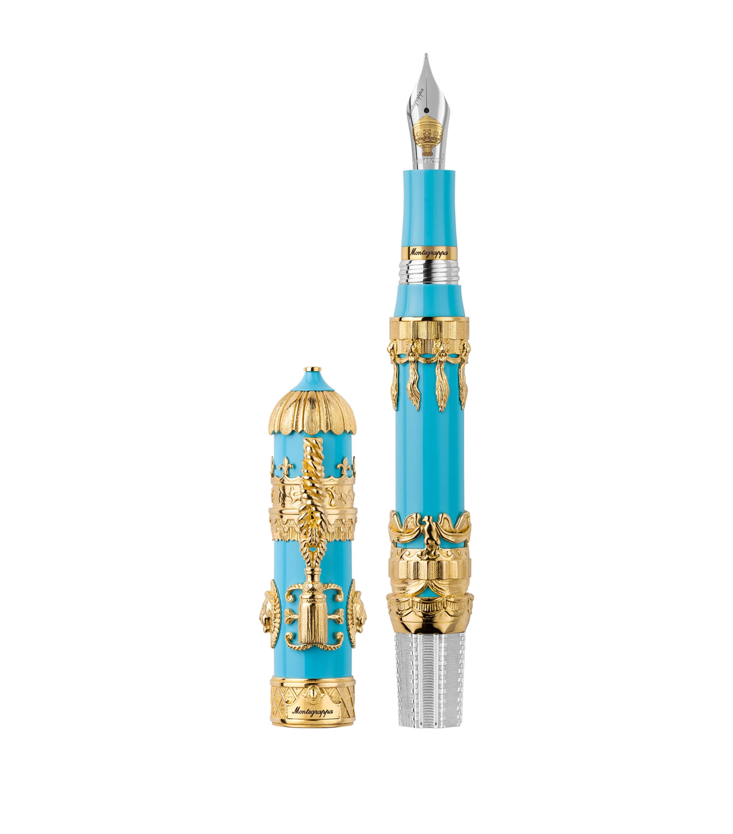 Montegrappa resin and yellow gold Montgolfier fountain pen, imported from the UK