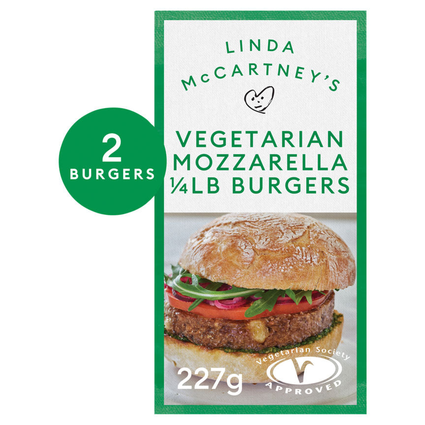 Linda McCartney's Meat Free 2 Mozzarella 1/4lb Burgers GOODS ASDA   