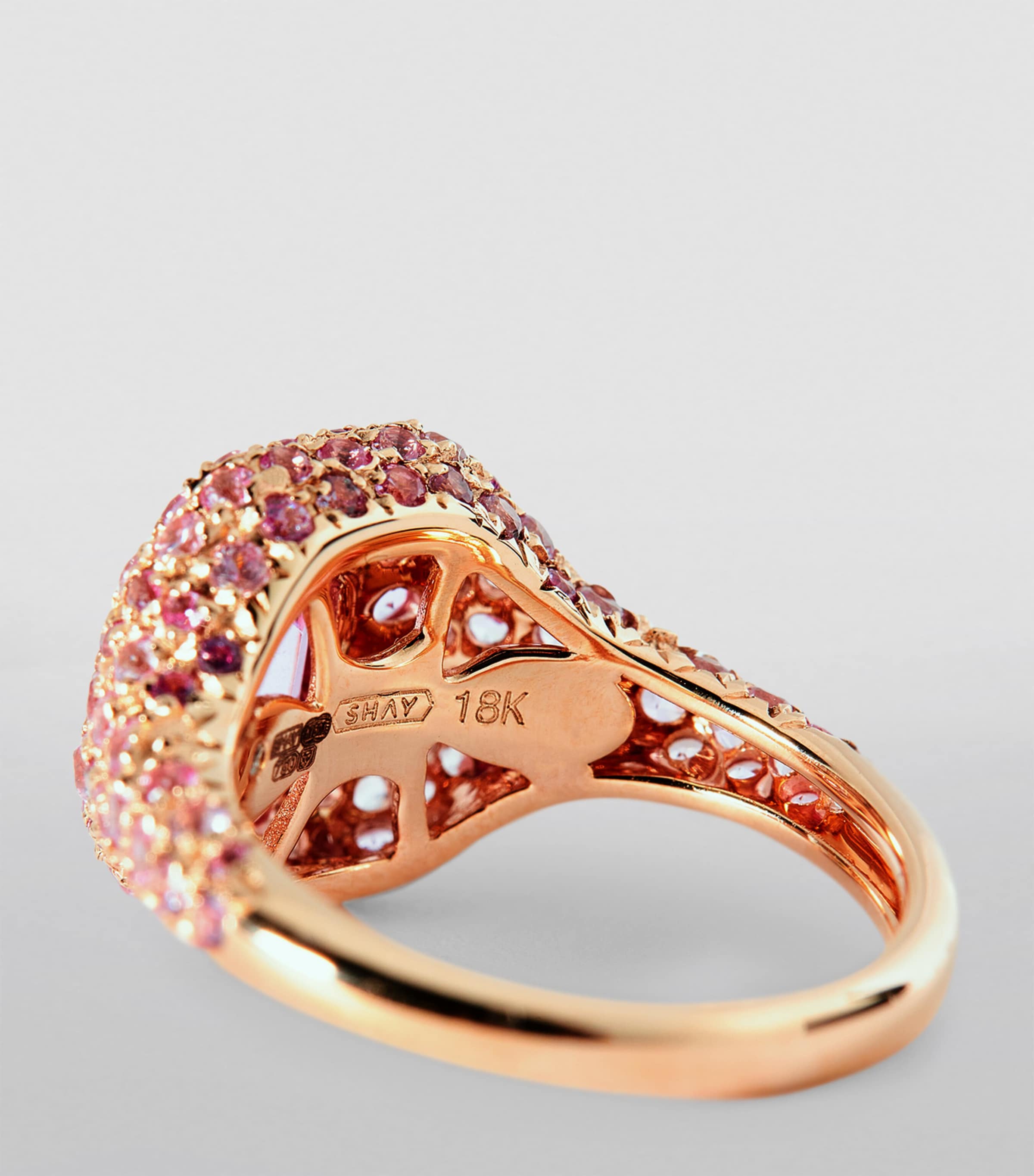 SHAY pinky ring rose gold pink sapphire, imported from the UK