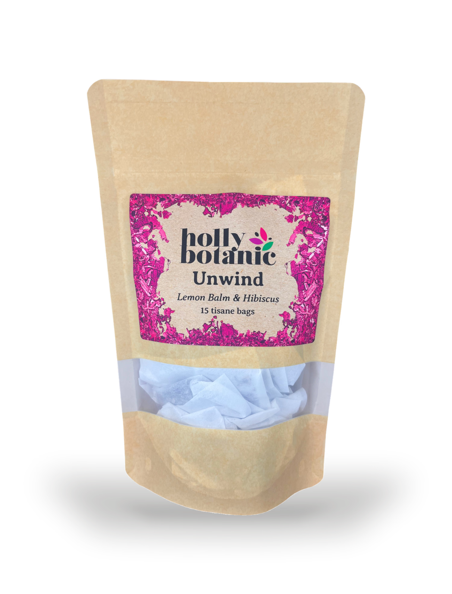 Holly Botanic Unwind tisane lemon balm hibiscus 15 tea bags - British product