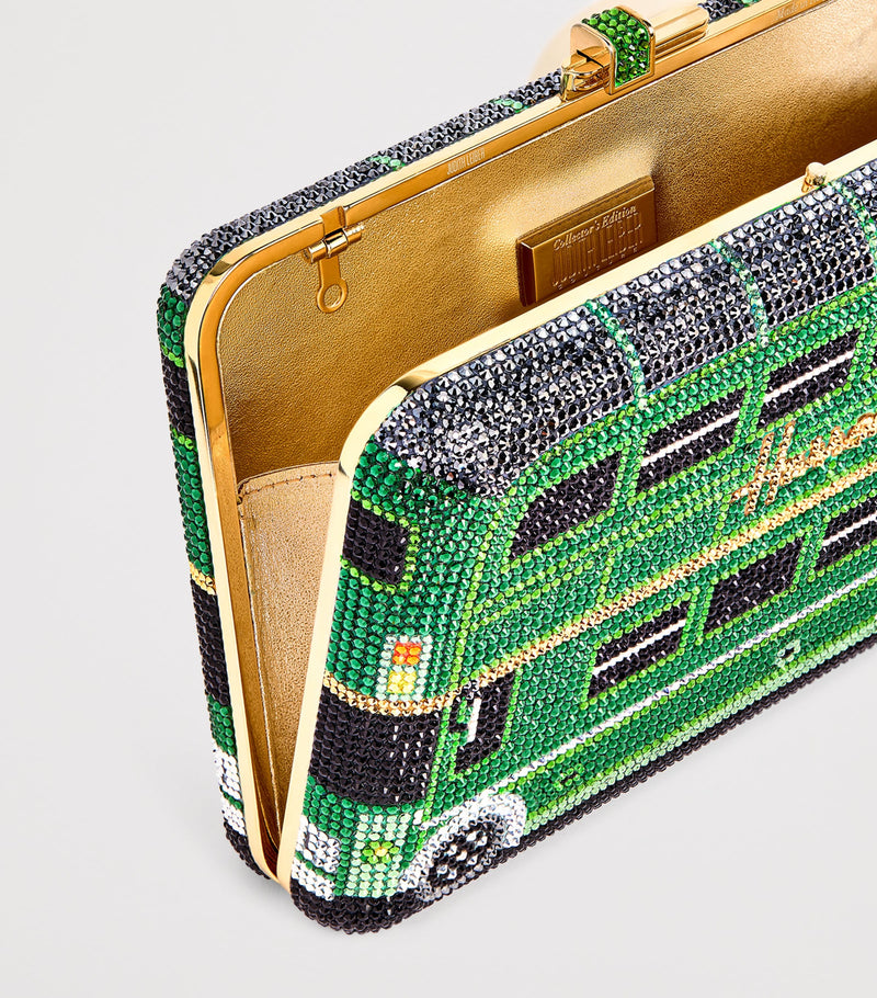 Judith Leiber Slim Slide clutch bag with crystals, imported from the UK
