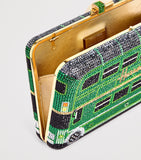 Judith Leiber Slim Slide clutch bag with crystals, imported from the UK