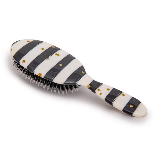 Rock & Ruddle BW Stripes Small Pure Bristle Hairbrush