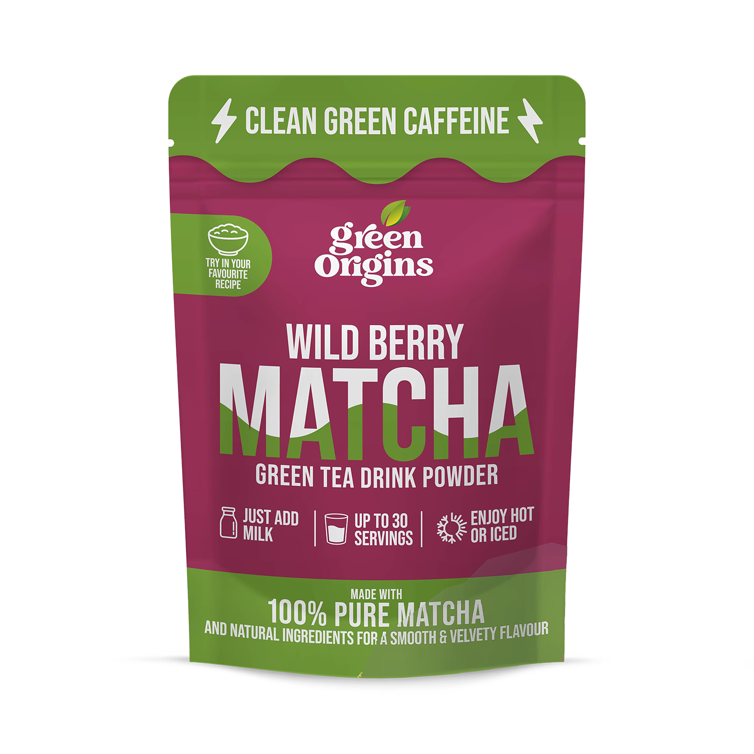 Green Origins Wild Berry Matcha powder 75g, UK version