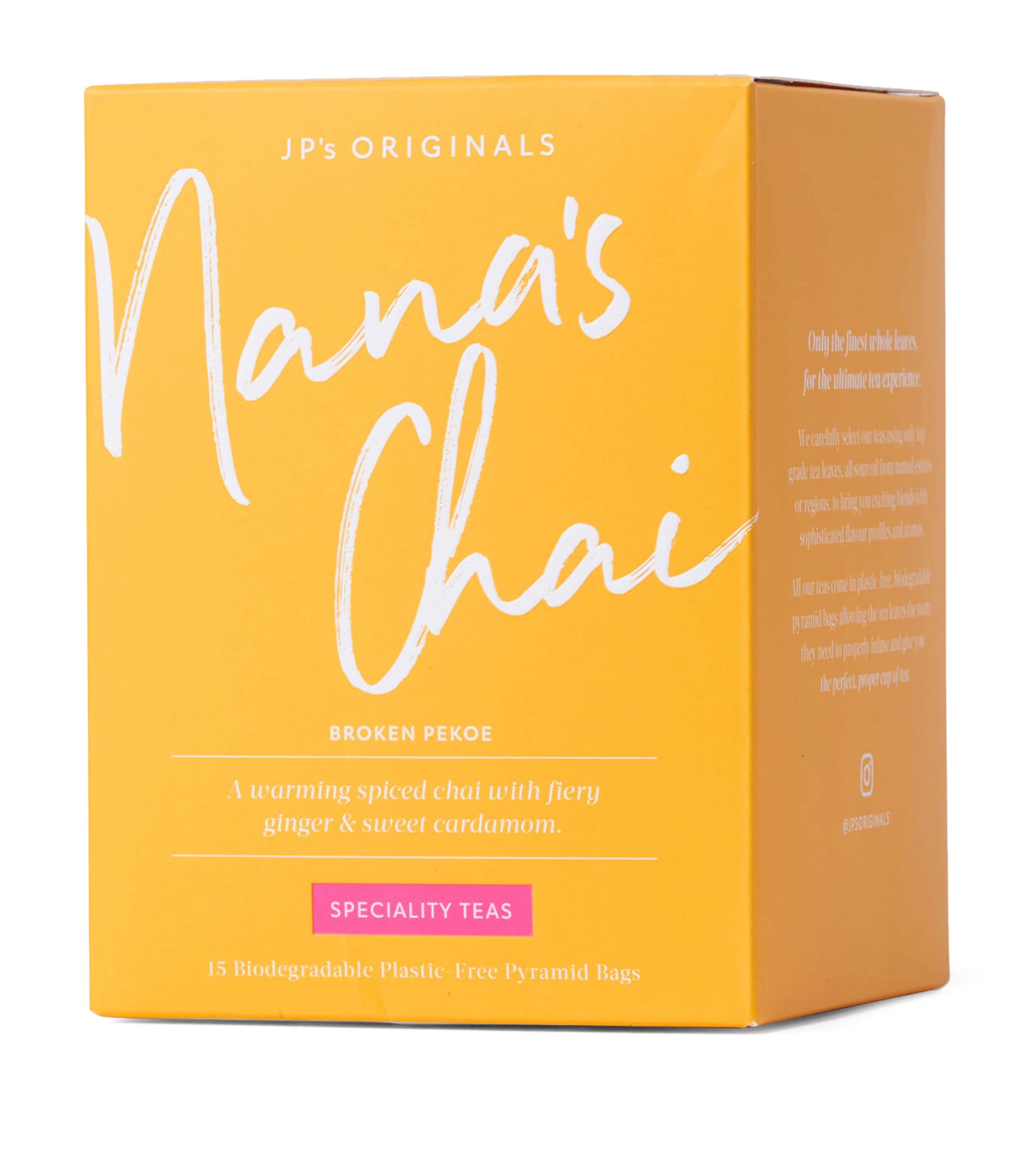 JP's Originals Nana's Chai water-soluble tea pyramids 101g, UK version