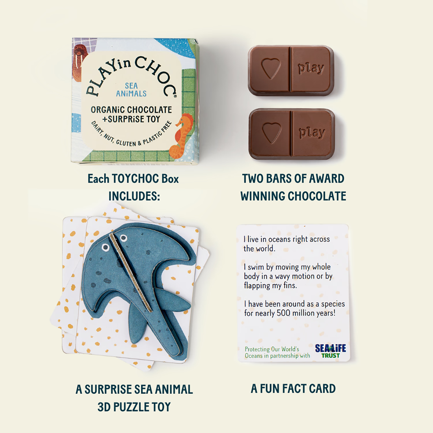 PLAYin CHOC ToyChoc gift set Sea Animals 18g, UK version