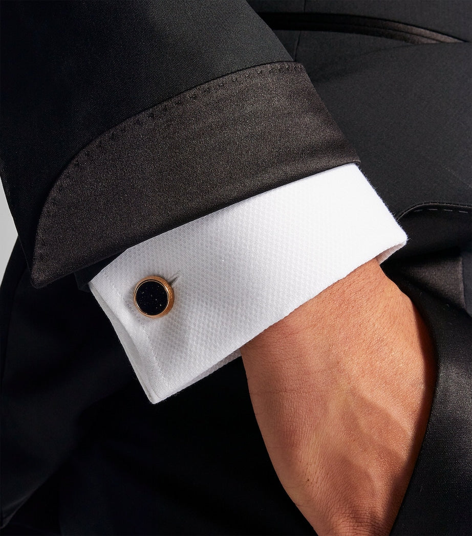 Montblanc Meisterstück cufflinks blue goldstone stainless steel - British product