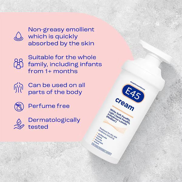 E45 Moisturising Cream Dry Skin 500g - British product