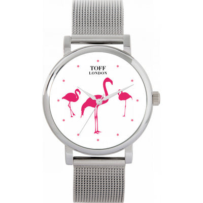 Superdrug Toff London White Ladies Flamingo Bird Watch 38mm- Buy online at McGrocer