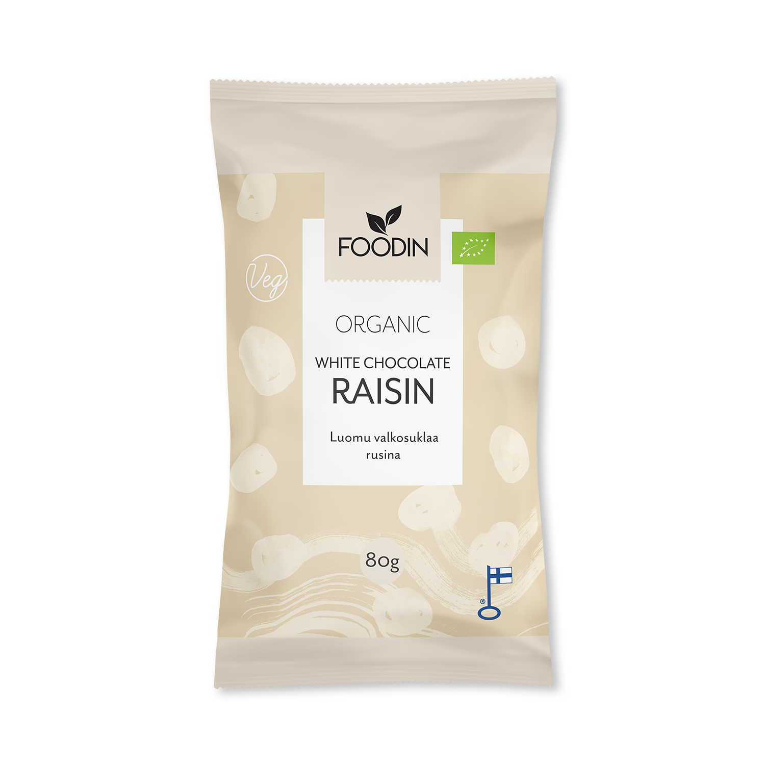 White Chocolate Raisins organic 8x80g pack, imported from the UK