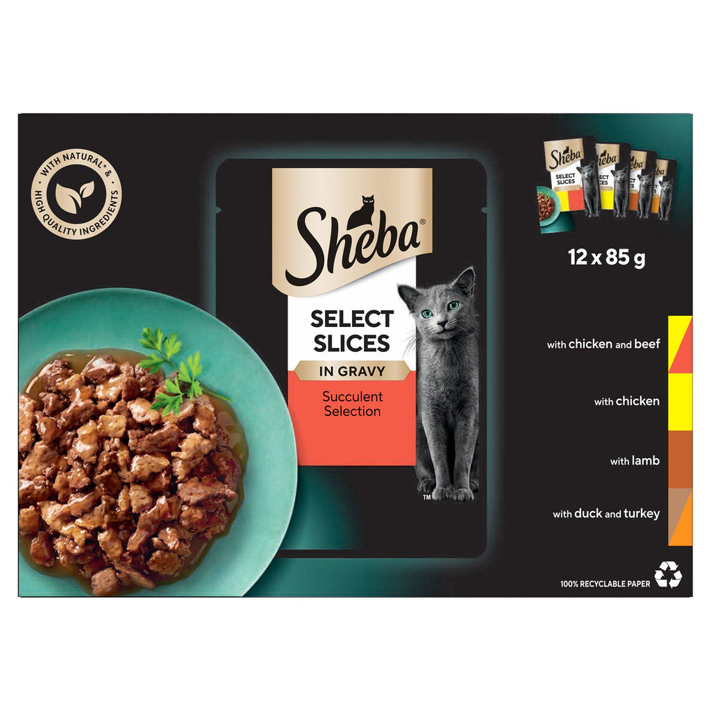 Sheba Select Slices Cat Food Pouches Succulent Selection in Gravy 12 x 85g