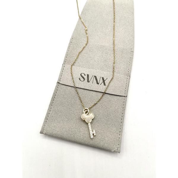 SVNX key diamante pendant with nude stone clover - British product