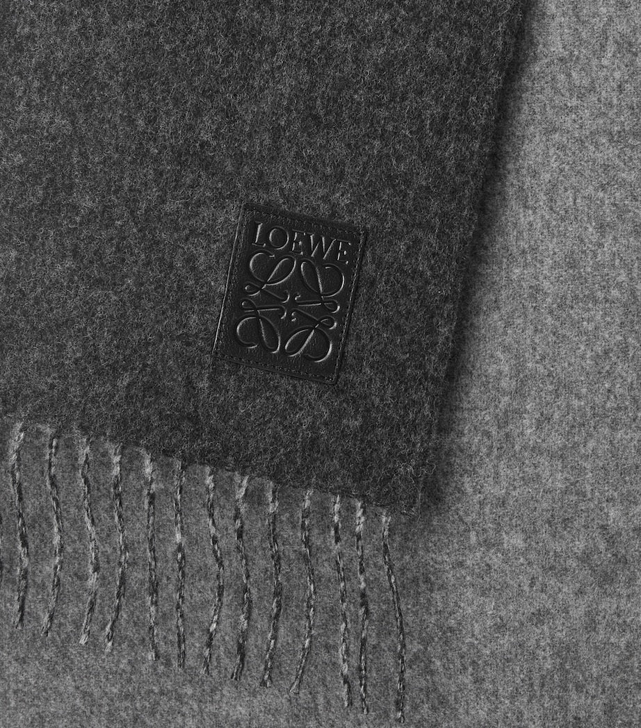 LOEWE Wool-Cashmere Anagram scarf 180cm x 28cm, imported from the UK