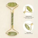 Livingandhome 3 Pcs Jade Facial Set with Gua Sha & Rollers