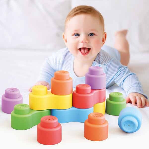 Quercetti Momy Soft baby blocks 12 pcs - British product