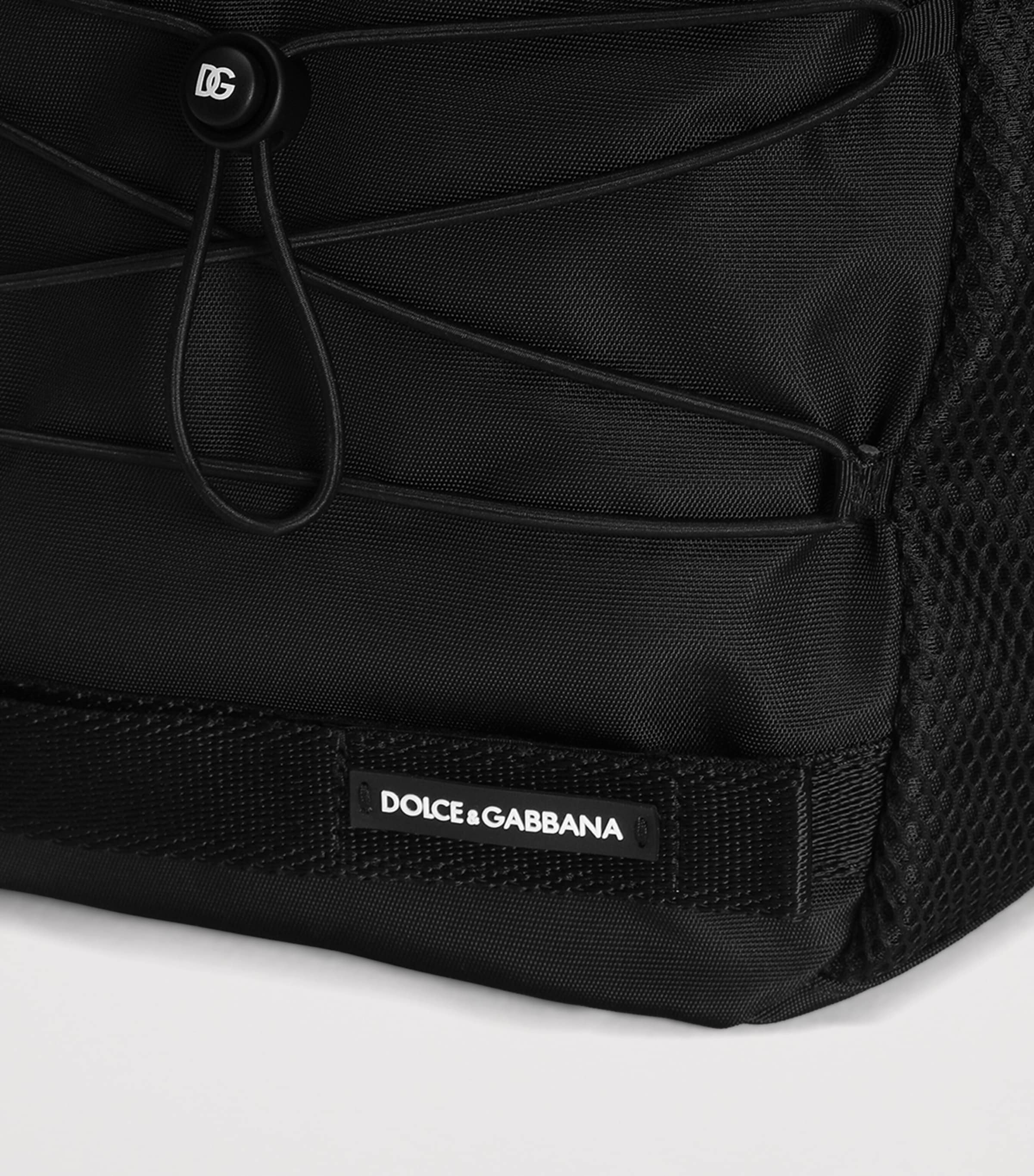 Dolce&Gabbana Kids mesh logo backpack in blue and black, UK version