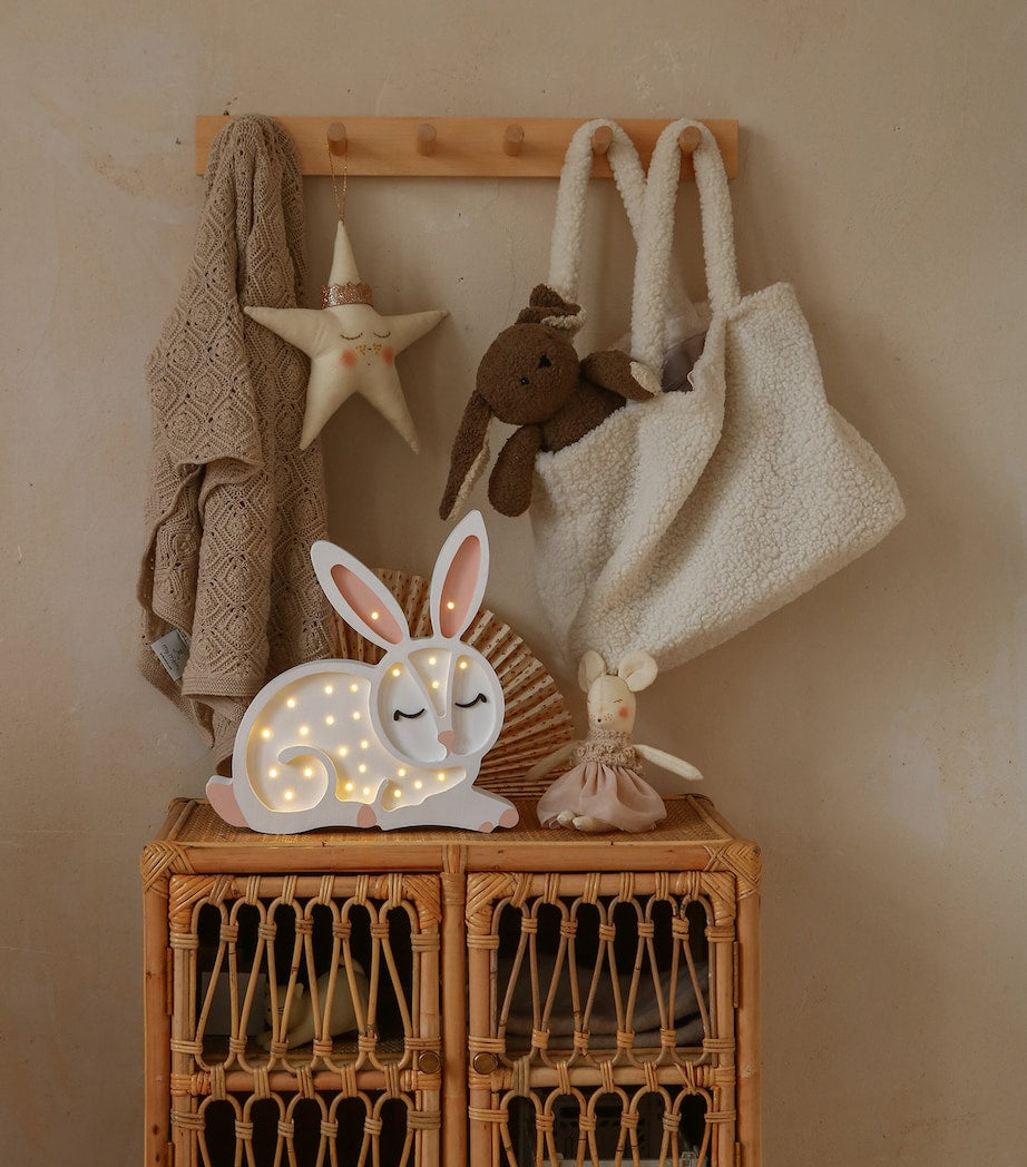 Little Lights bunny lamp handmade pinewood night light, UK version
