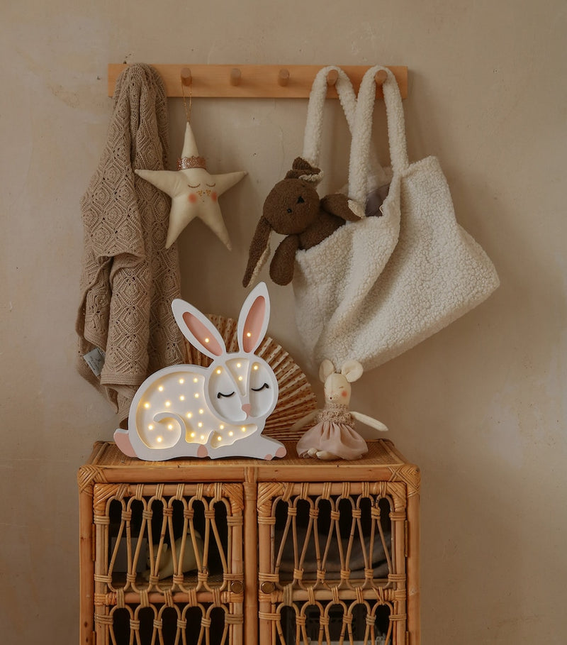 Little Lights bunny lamp handmade pinewood night light, UK version