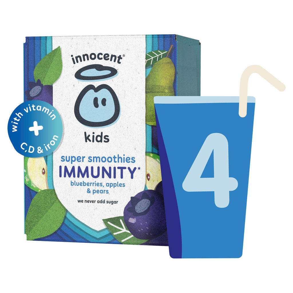 innocent Kids Blueberries, Apples & Pears Super Smoothies with Vitamins & Iron 4x150ml